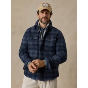 Faherty Range Fleece Lined CPO - Deep Blue Plaid