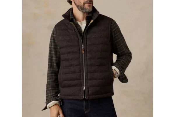 Faherty Teton Valley Vest - Brown Herringbone