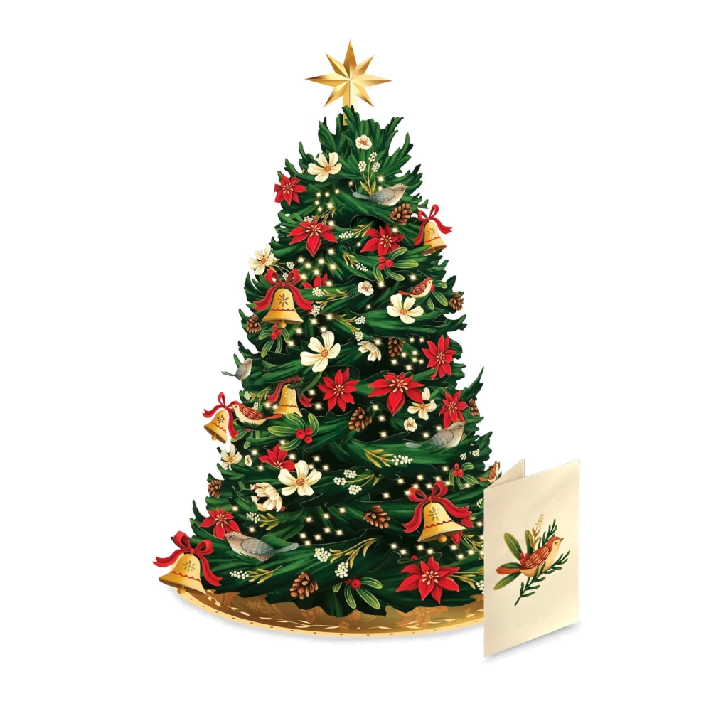 freshcut paper Twinkling Poinsettia Light-Up Christmas Tree