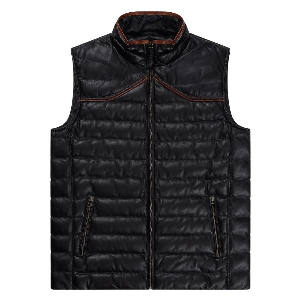 Texas Standard Maverick Leather Vest - Cannon Black