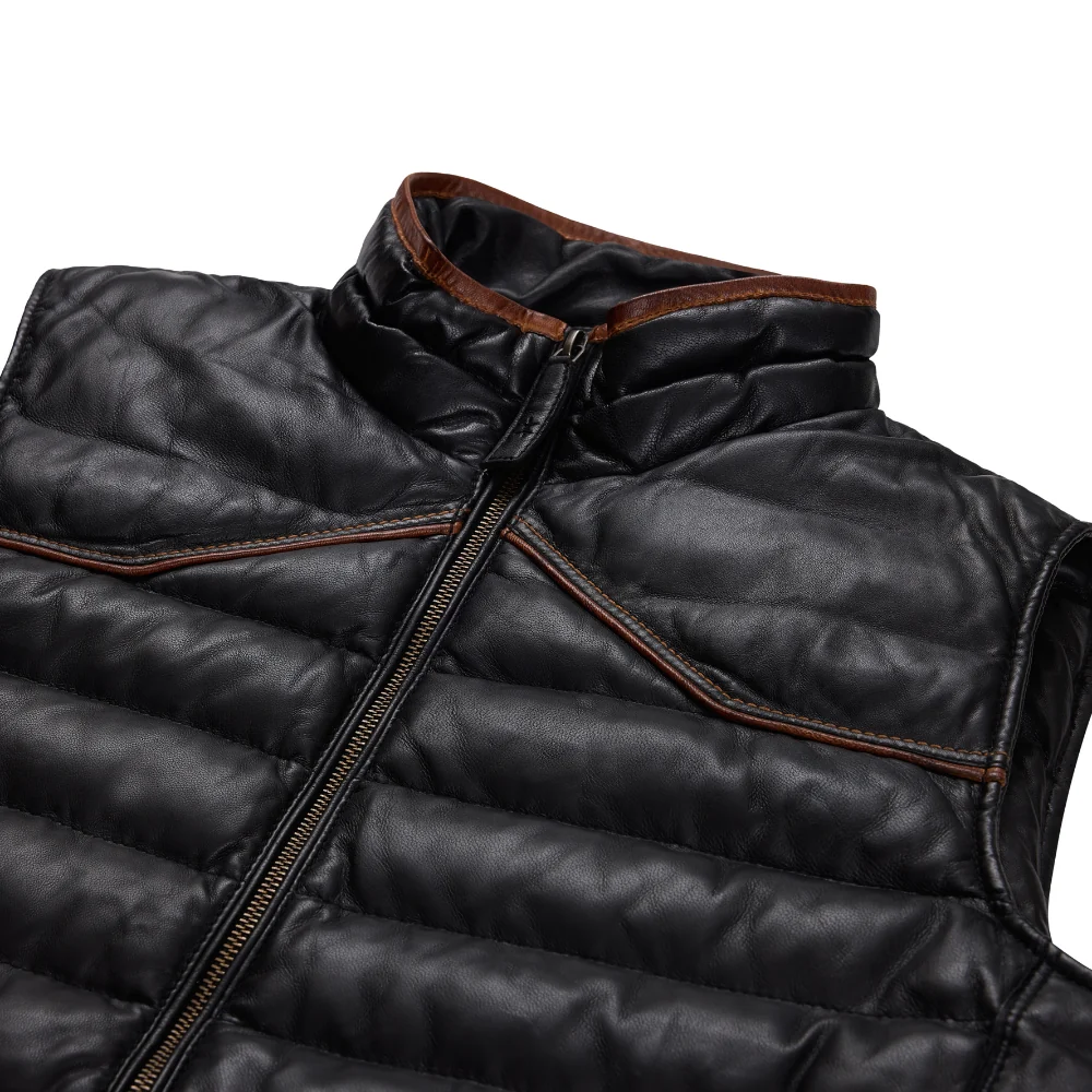 Texas Standard Maverick Leather Vest - Cannon Black2